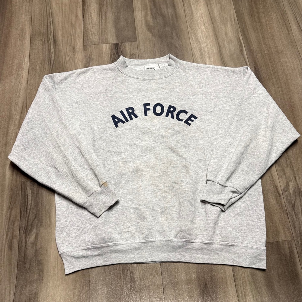 Vintage Tultex Air Force Sweatshirt XL Heather Gray Made in USA 90s Sportswear